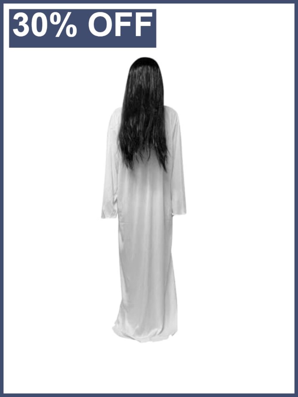 Halloween Ghost Costume Adult White Robe Black Wig Set The Ring Cosplay Party